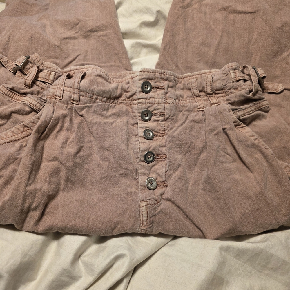 Free People Clean Mod Utility Crop Pants - Mauve - Size 2 - Boho Workwear